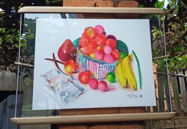 Nature morte Aquarelle sur papier avec cadre